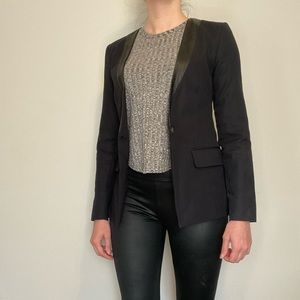 Crippen blazer with shoulder pads and faux leather trim